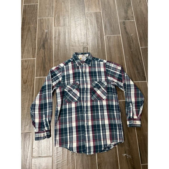 Carhartt Other - VTG Carhartt Flannel Shirt Mens Medium Green Plaid Made USA Rugged Wear 90s Work
